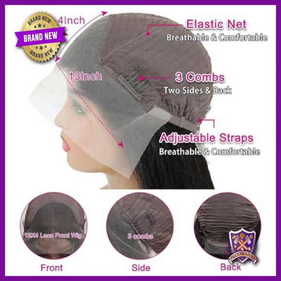 26 Inch Straight Lace Front Wig Human Hair Pre Plucked 13x4 Frontal